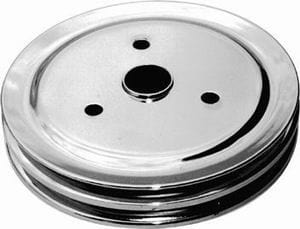RPC Fits 1955-68 S/B Chev 283-350 with Short Water Pump Racing Power Company Chrome Steel Crankshaft Lower Pulley, Double Groove 7.30" Dia, 1.75" Bolt Circle SR
