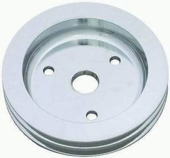 RPC Fits 1955-68 S/B Chev 283-350 with Short Water Pump Racing Power Company Polished Aluminium Crankshaft Lower Pulley, Double Groove , 6.60" Dia, 1.75" Bol SR