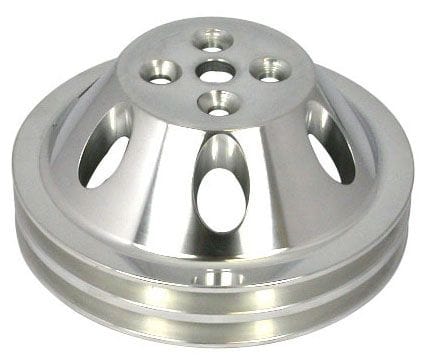RPC Fits 1955-68 S/B Chev 283-350 with Short Water Pump Racing Power Company Polished Aluminium Water Pump Upper Pulley, Double Groove , 6.60" Dia, 1.75" Bol SR