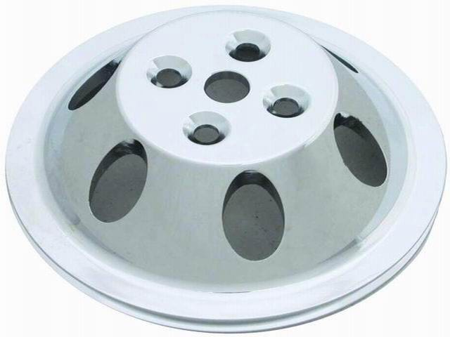 RPC Fits 1955-68 S/B Chev 283-350 with Short Water Pump Racing Power Company Polished Aluminium Water Pump Upper Pulley, Single Groove , 6.60" Dia, 1.75" Bol SR