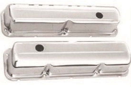 RPC Fits 1958-76 Ford V8 352-360-390-406-410-427-428 Racing Power Company Tall (3-7/8") Chrome Steel Valve Covers, Baffled RPCR9296 SR
