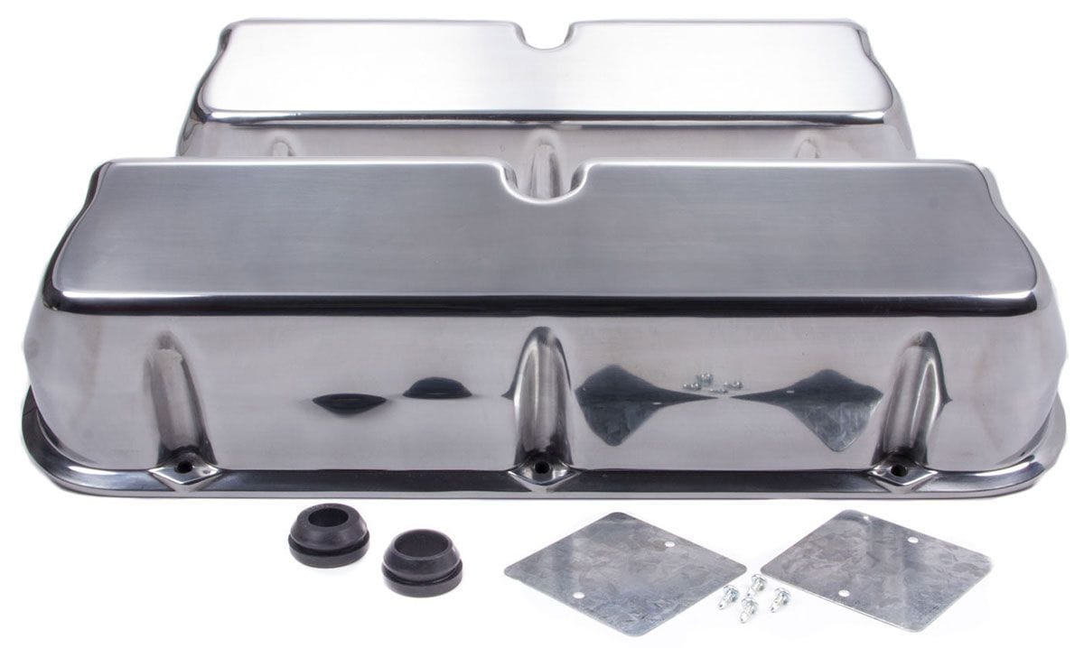 RPC Fits 1962-85 S/B Ford 289, 302, 351W & 5.0L Racing Power Company Aluminium "Tall" Valve Covers (Baffled) without Breather Hole, Plain Polished Fi SR