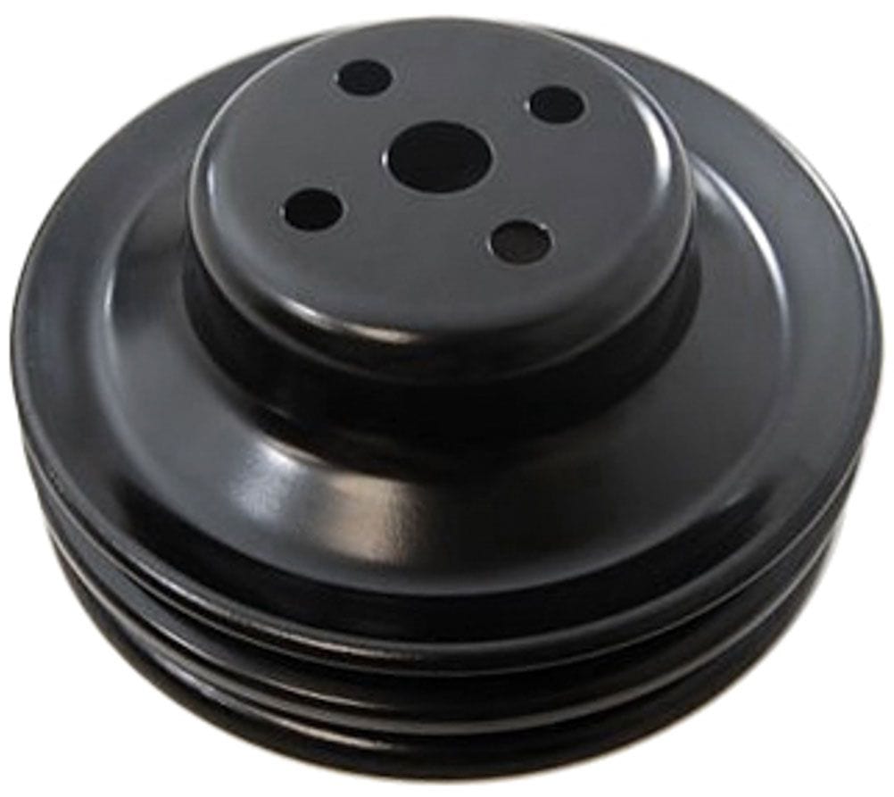 RPC Fits 1965-66 S/B Ford 290 Racing Power Company Black Steel Water Pump Upper Pulley, Double Groove Groove 6-7/8" Dia, 2-1/4" Dee SR