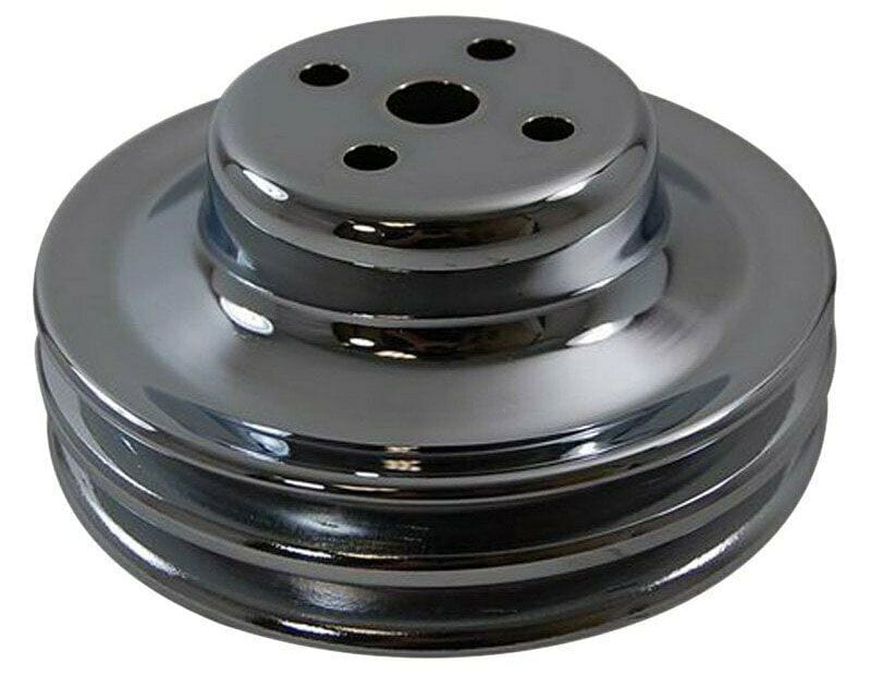 RPC Fits 1965-66 S/B Ford 290 Racing Power Company Chrome Steel Water Pump Upper Pulley, Double Groove Groove 6-7/8" Dia, 2-1/4" De SR