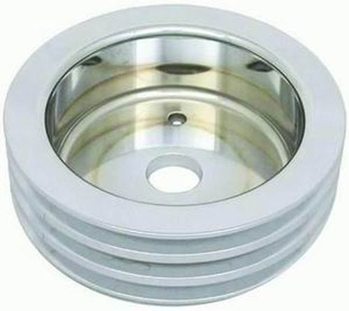 RPC Fits 1965-68 B/B Chev 396 - 454 with Short Water Pump Racing Power Company Satin Aluminium Crankshaft Lower Pulley, Triple Groove, 6.60" Dia RPCR8849POL SR