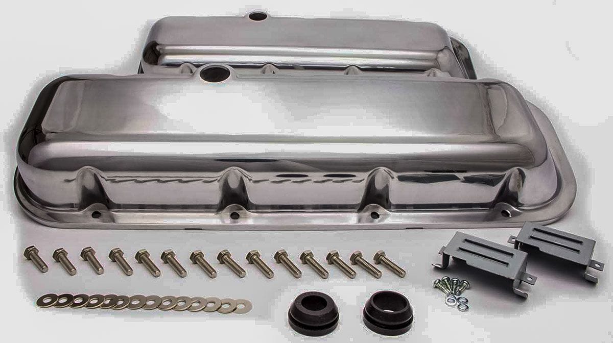 RPC Fits 1965-95 B/B Chev 396-427-454-502, Bolt Kit Included Racing Power Company Polished Aluminium Short (2-7/8&qout;)Baffled Valve Covers RPCR6231-2 SR