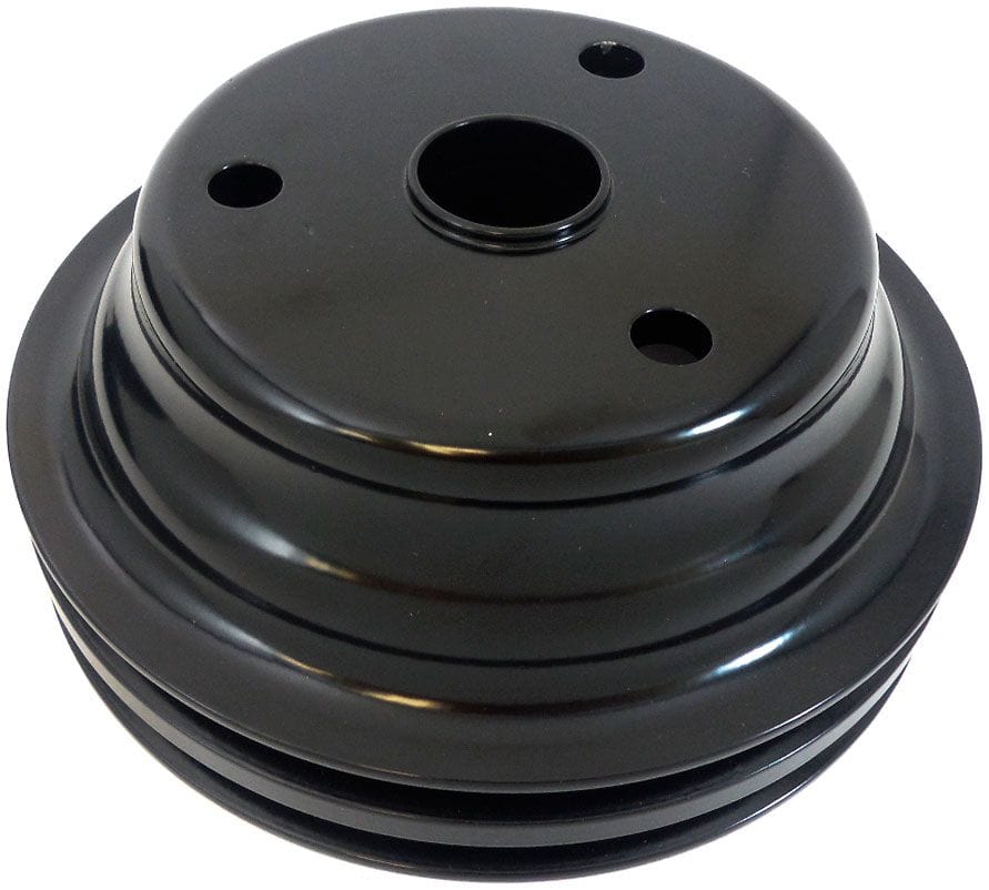 RPC Fits 1969-85 S/B Chev 283-350 with Long Water Pump Racing Power Company Black Aluminium Crankshaft Pulley, Double Groove, 6.60" Dia, 2.30" Bolt Circle R SR