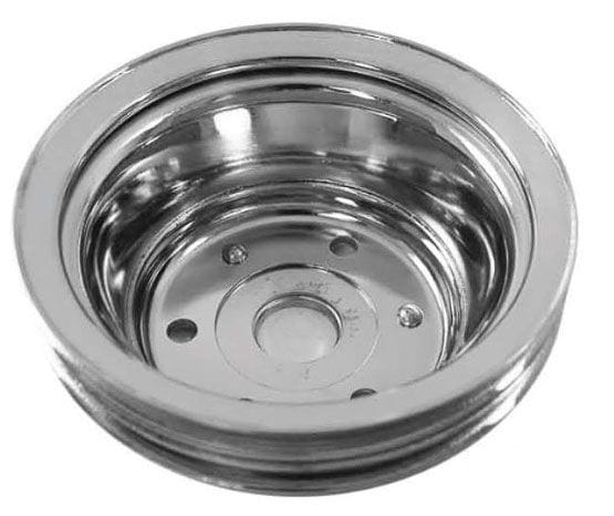 RPC Fits 1969-85 S/B Chev 283-350 with Long Water Pump Racing Power Company Chrome Steel Crankshaft Pulley, Double Groove 6.90" Dia, 2.30" Bolt Circle RPCR9 SR