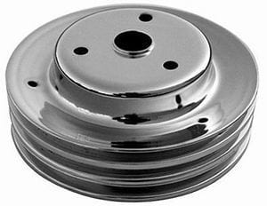RPC Fits 1969-85 S/B Chev 283-350 with Long Water Pump Racing Power Company Chrome Steel Crankshaft Pulley, Triple Groove 7.80" Dia, 2.30" Bolt Circle RPCR9 SR
