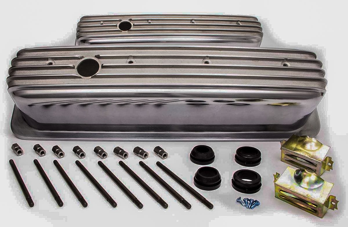 RPC Fits 1987-on S/B Chev 305, 350 Center Bolt, Including Hardware Racing Power Company Tall Nostalgic Aluminium Polished Finned Valve Covers with Breather Hole RPCR619 SR