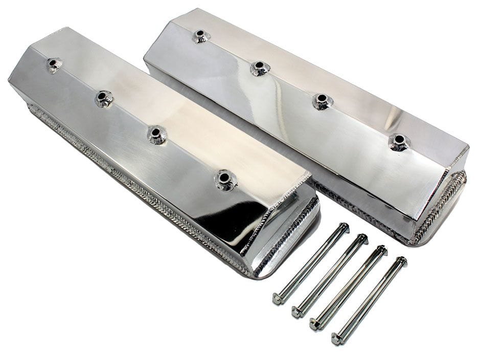 RPC Fits 1987-up Center Bolt S/B Chev 305-350, Includes Hardware Racing Power Company Polished Aluminium Tall (3-3/4") Fabricated Valve Cover "Without Hole" RPCR6234P SR