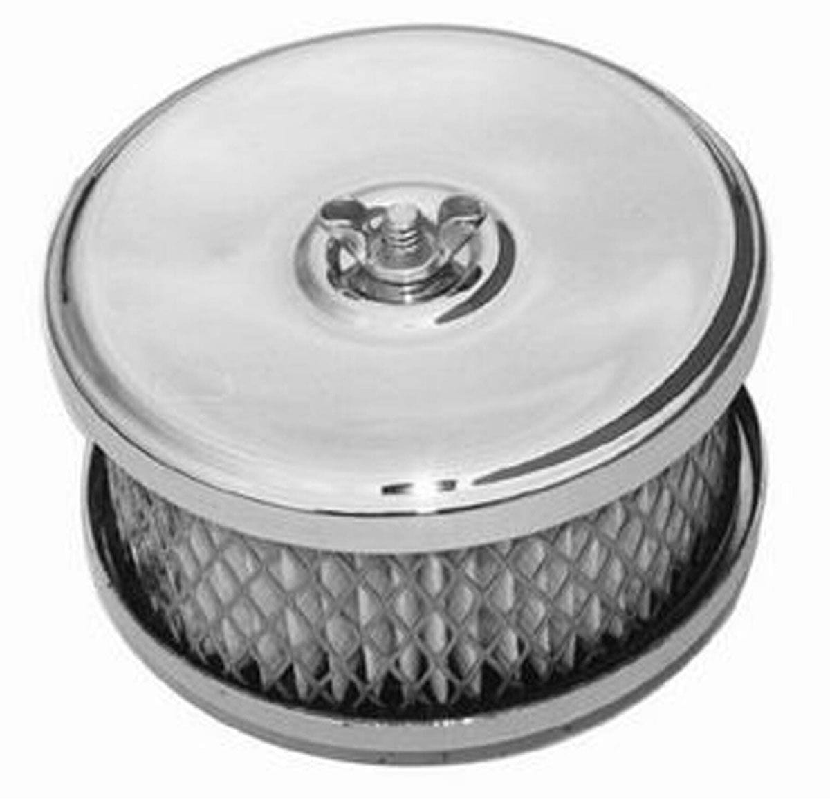 RPC Fits 1bbl & 2bbl with 2-5/8" Neck, 5" Steel Stud with Wing Nut Includ Racing Power Company Chrome Steel Dish Style Air Cleaner Set with Paper Element & Raised Base RPCR217 SR