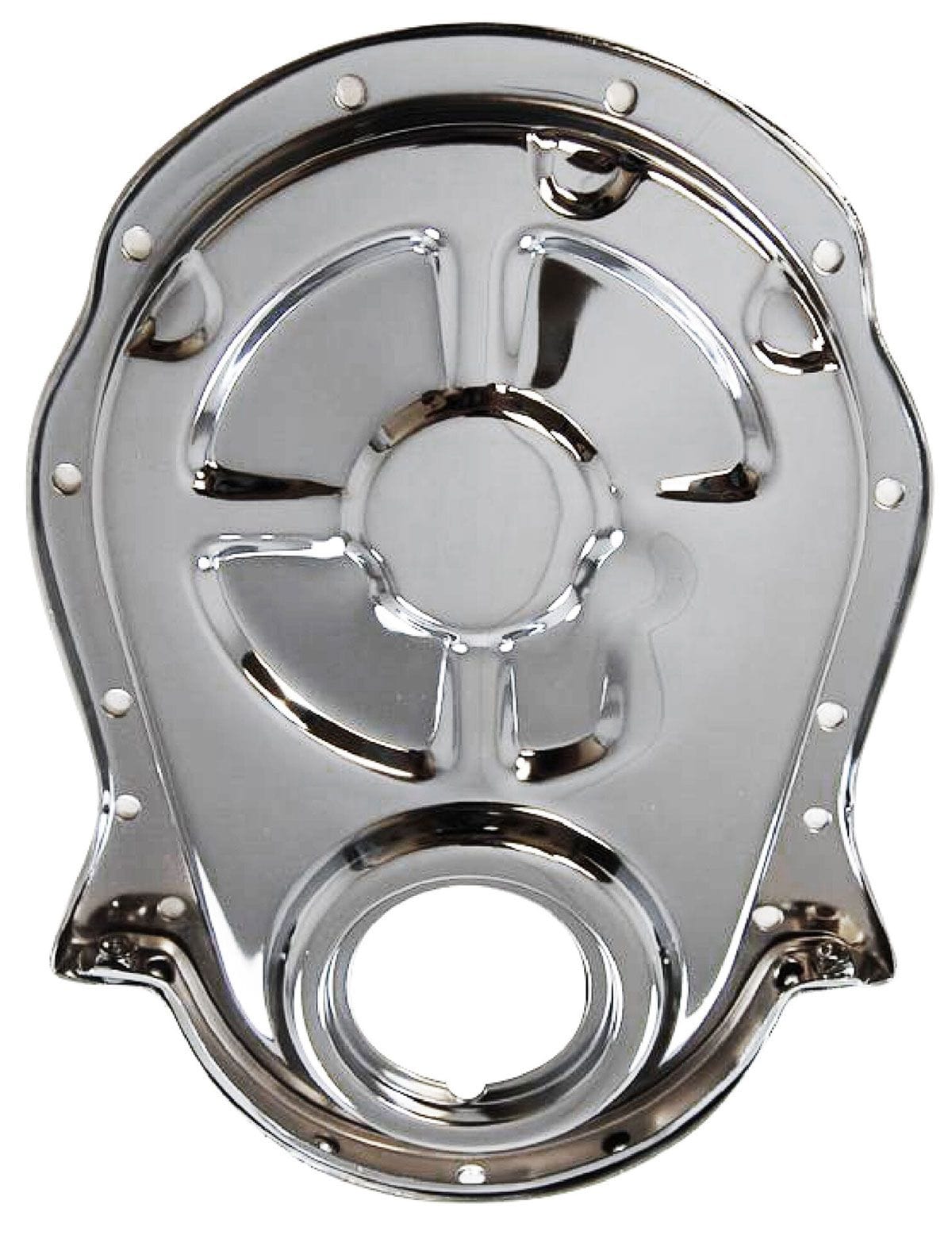RPC Fits B/B Chev 396 - 454, Includes Cover, Seal, Gaskets & Bolts Racing Power Company Steel Timing Chain Cover, Chrome Finish, Will NOT Clear Double Roller Timing Cha SR