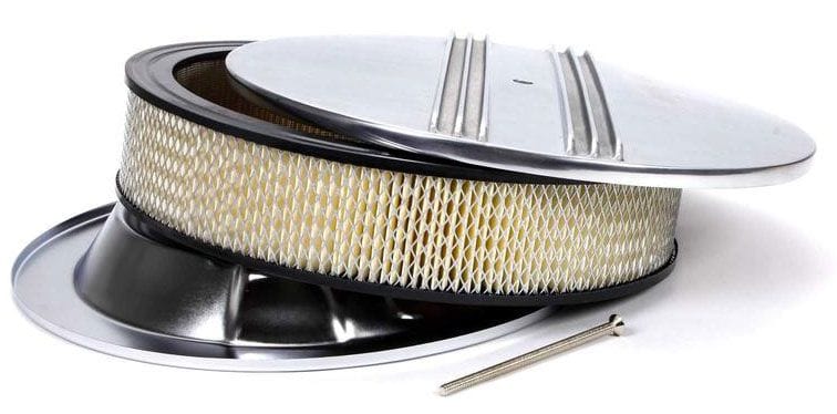 RPC Fits Carburettors with 5-1/8" Neck, Aluminium Finned Top with Chrome Racing Power Company 14" x 3" Finned Air Cleaner with Paper Element RPCR6722 SR