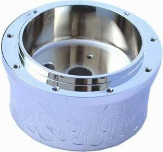 RPC Fits GM 1967 - 94 Racing Power Company Chrome Aluminium Steering Wheel Adapter, Flame Style, 3-1/4" ID RPCR5702 SR