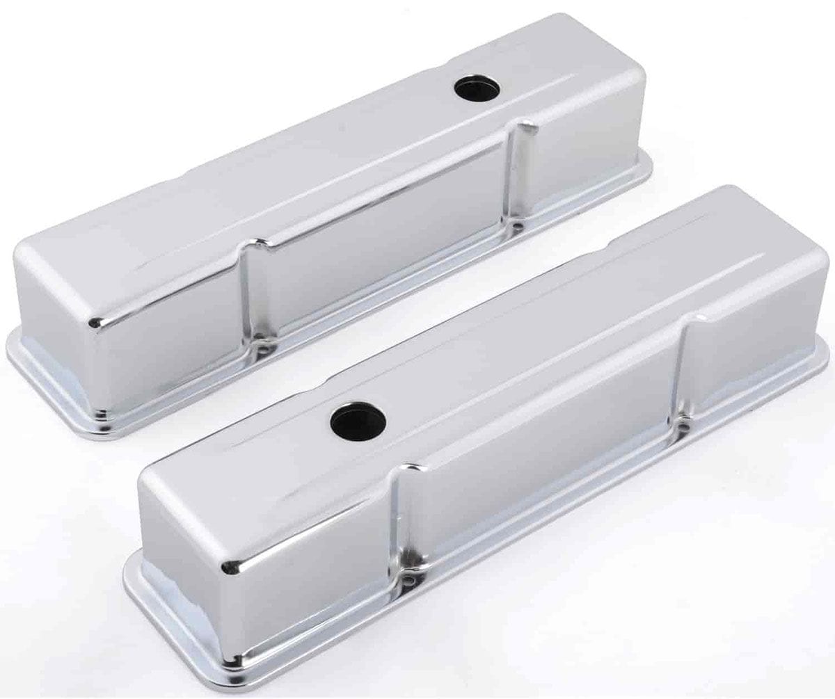 RPC Fits S/B Chev 1958-86, 283 - 350 Racing Power Company Chrome Steel Valve Covers, Tall 3-5/8", Non Baffled RPCR4962 SR