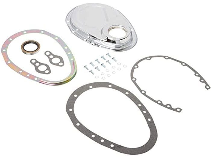 RPC Fits S/B Chev 283-350, Includes Cover, Seal, Gaskets & Bolts Racing Power Company Chrome Steel 2-Piece Timing Chain Cover RPCR7122 SR