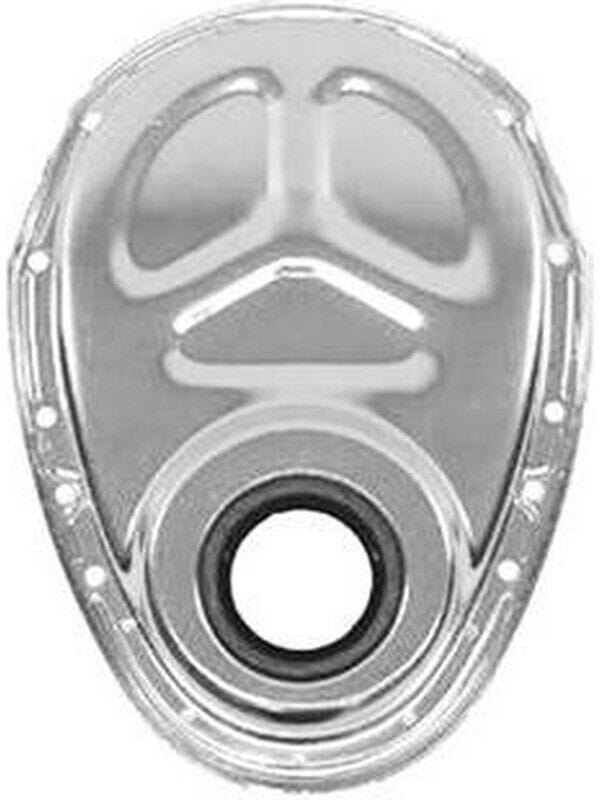 RPC Fits S/B Chev 283 - 350, Includes Cover, Seal, Gaskets & Bolts Racing Power Company Steel Timing Chain Cover, Stamped Aluminium Finish RPCR5282 SR