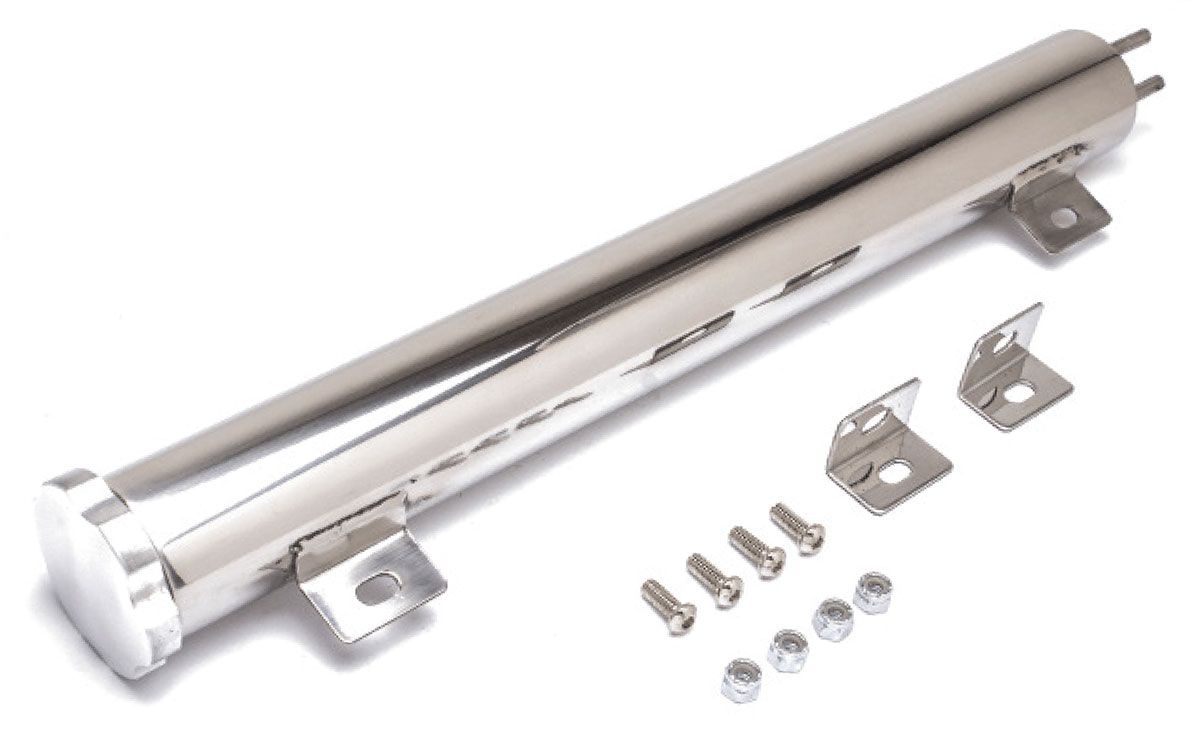 RPC New Improved "Twist-in" Cap Design, Mounting Hardware & Bracket Inclu Racing Power Company Stainless Steel Radiator Overflow Tank 2" x 19", 887ml Capacity RPCR6075X SR