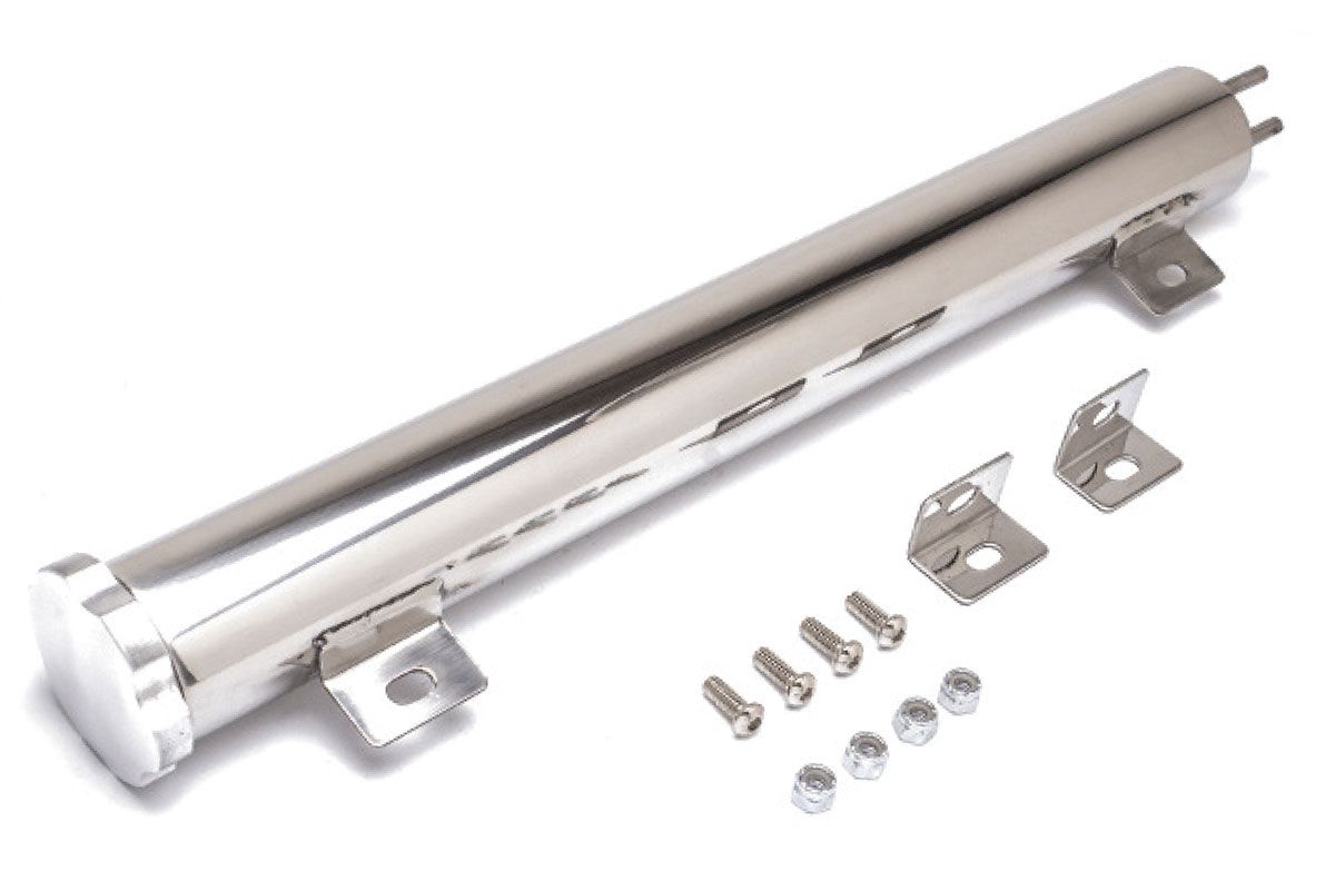 RPC New Improved "Twist-in" Cap Design, Mounting Hardware & Bracket Inclu Racing Power Company Stainless Steel Radiator Overflow Tank 3" x 16", 1538ml Capacity RPCR6078X SR