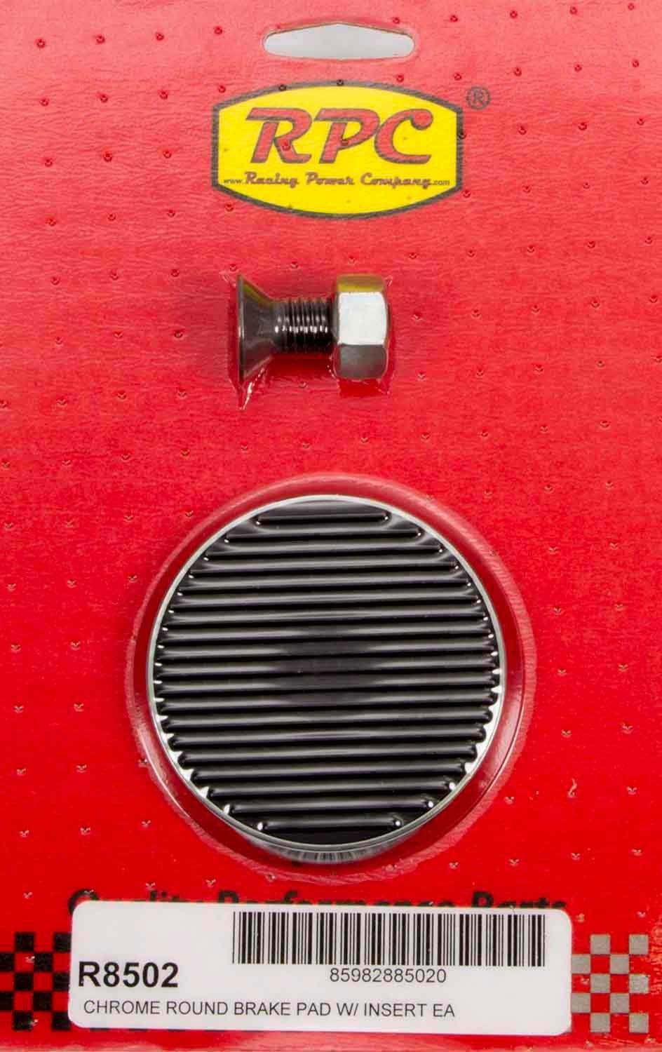 RPC Racing Power Company Chrome Steel Brake Pedal Round with Rubber Insert RPCR8502 SR