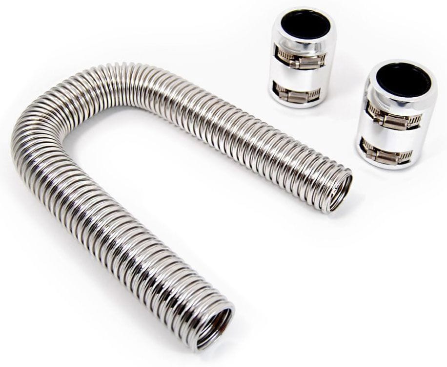RPC Racing Power Company Stainless Steel Radiator Hose Kit , 24" Hose Length with Chrome End Caps RPCR730 SR