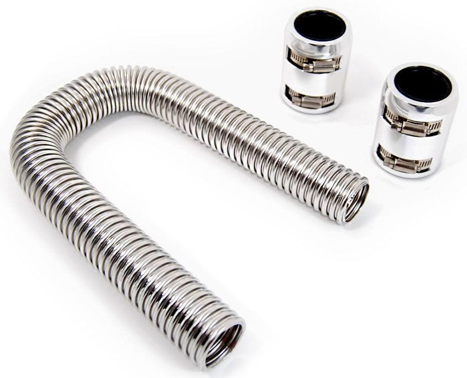 RPC Racing Power Company Stainless Steel Radiator Hose Kit, 24" Hose Length with Polished End Caps RPCR73 SR