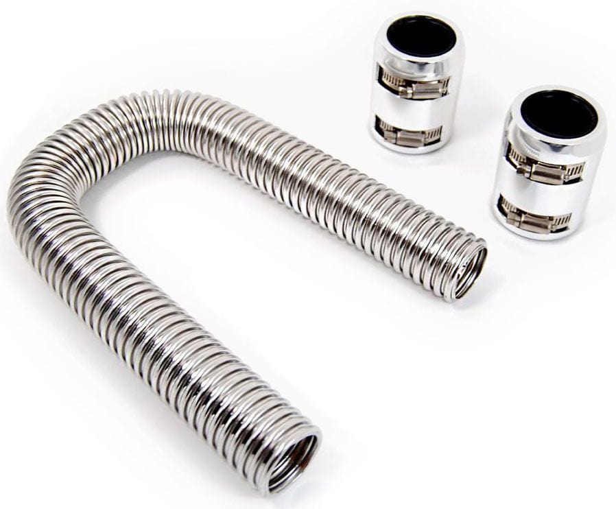 RPC Racing Power Company Stainless Steel Radiator Hose Kit, 36" Hose Length with Chrome End Caps RPCR7308 SR