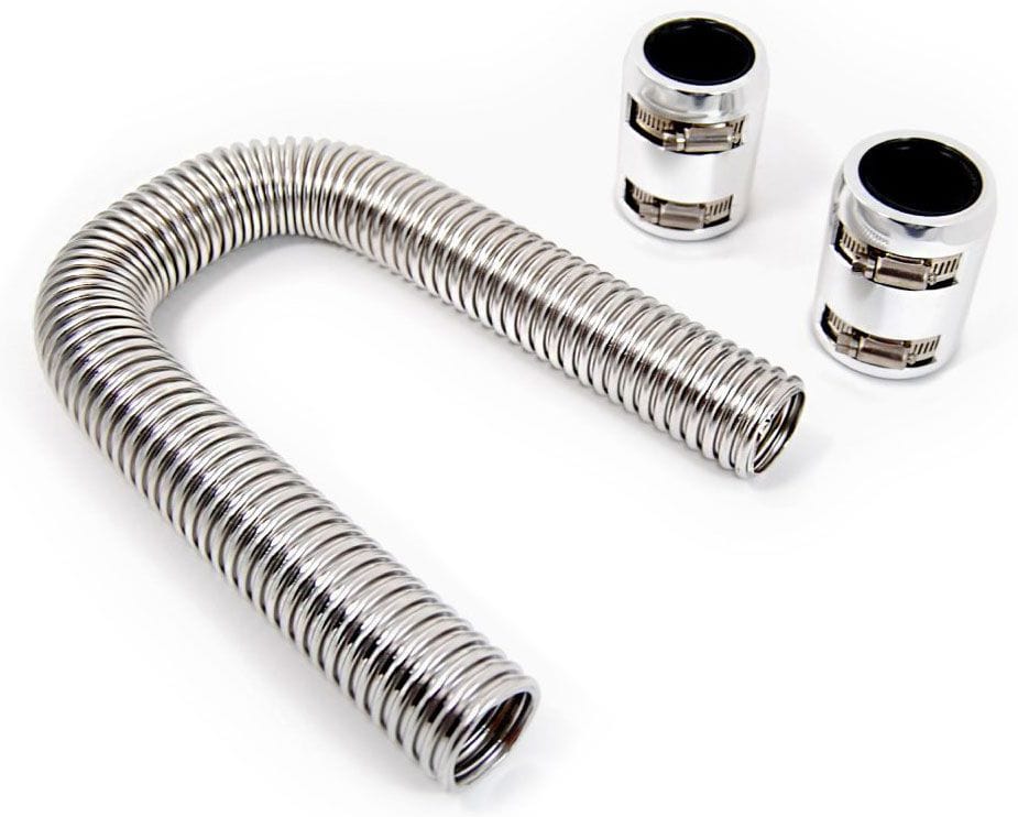 RPC Racing Power Company Stainless Steel Radiator Hose Kit, 36" Hose Length with Polished End Caps RPCR73 SR