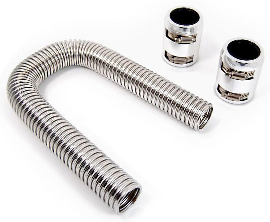 RPC Racing Power Company Stainless Steel Radiator Hose Kit, 48" Hose Length with Chrome End Caps RPCR7311 SR