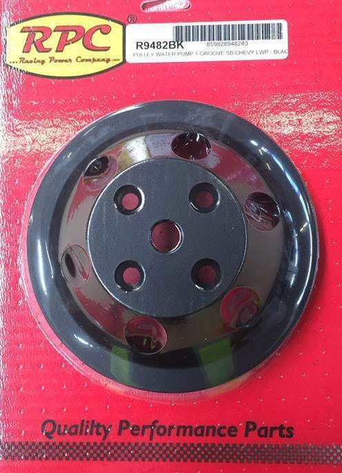 RPC Single Groove, fits SB Chev with Long Water Pump Racing Power Company Black Aluminium Water Pump Pulley RPCR9482BK SR