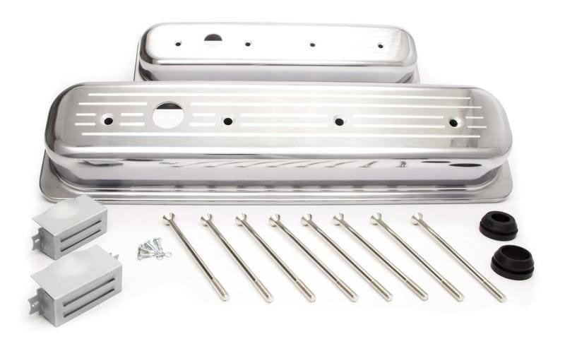 RPC Small Block Chev (1987-97) Racing Power Company Ball-Milled Aluminium Center Bolt Valve Covers Short Profile (Polished) RPCR6037 SR