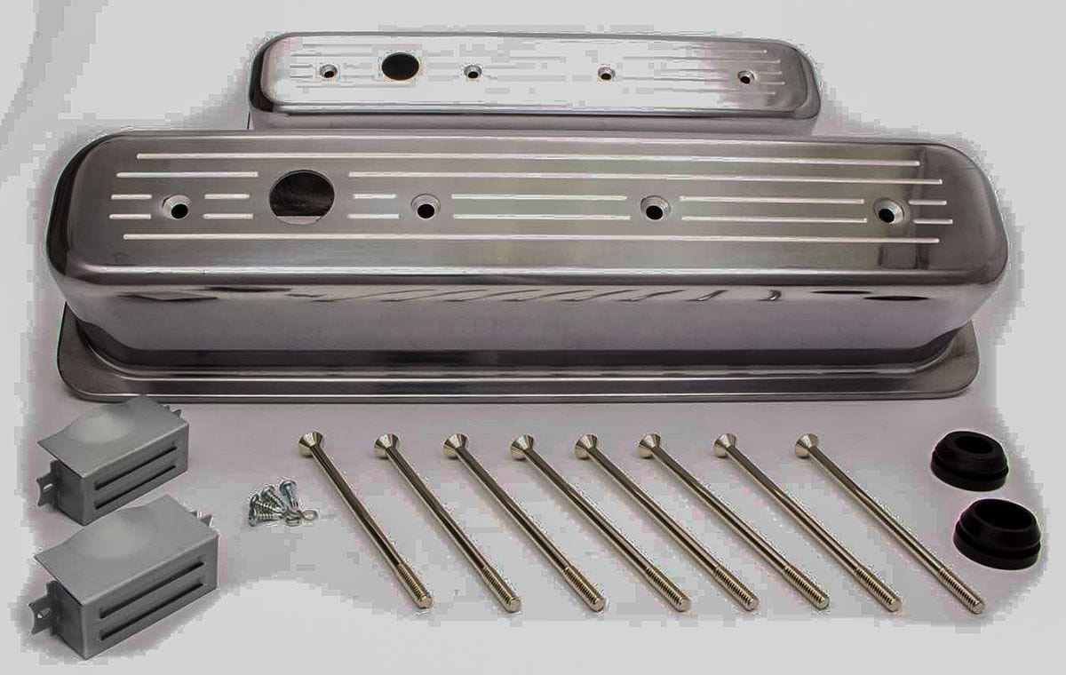 RPC Small Block Chev (1987-97) Racing Power Company Ball-Milled Aluminium Center Bolt Valve Covers Tall Profile (Polished) RPCR6047 SR