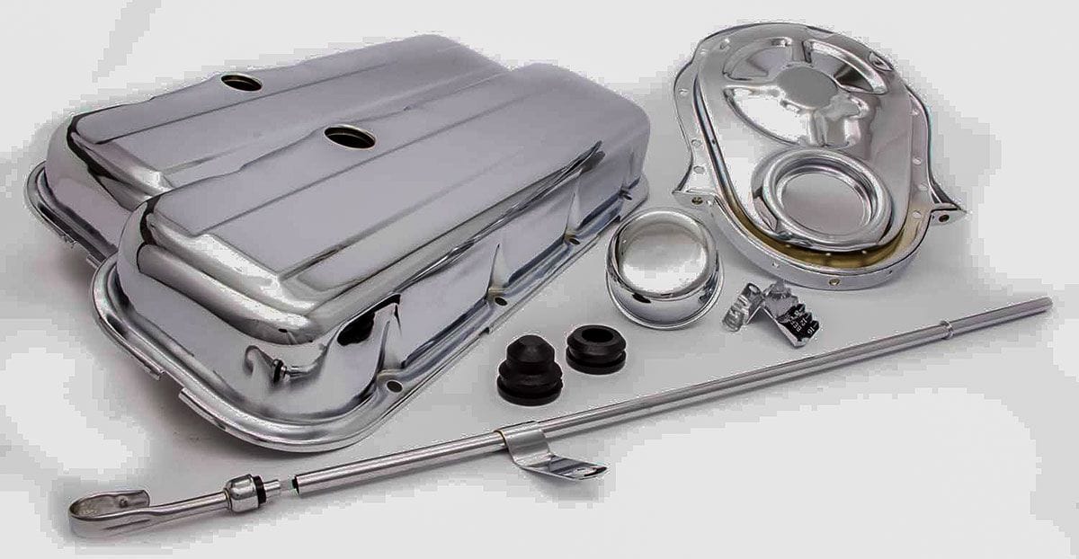RPC Suit B/B Chev Racing Power Company Engine Dress Up Kit (Chrome) with Short Valve Covers RPCR3027 SR