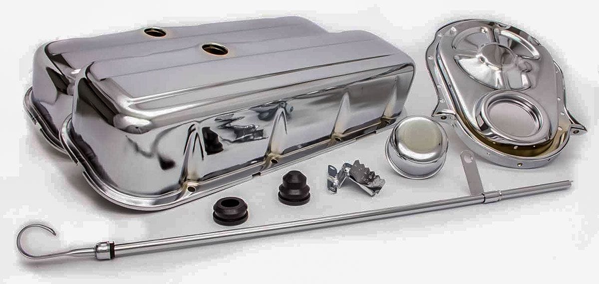 RPC Suit B/B Chev Racing Power Company Engine Dress Up Kit (Chrome) with Tall Valve Covers RPCR3026 SR