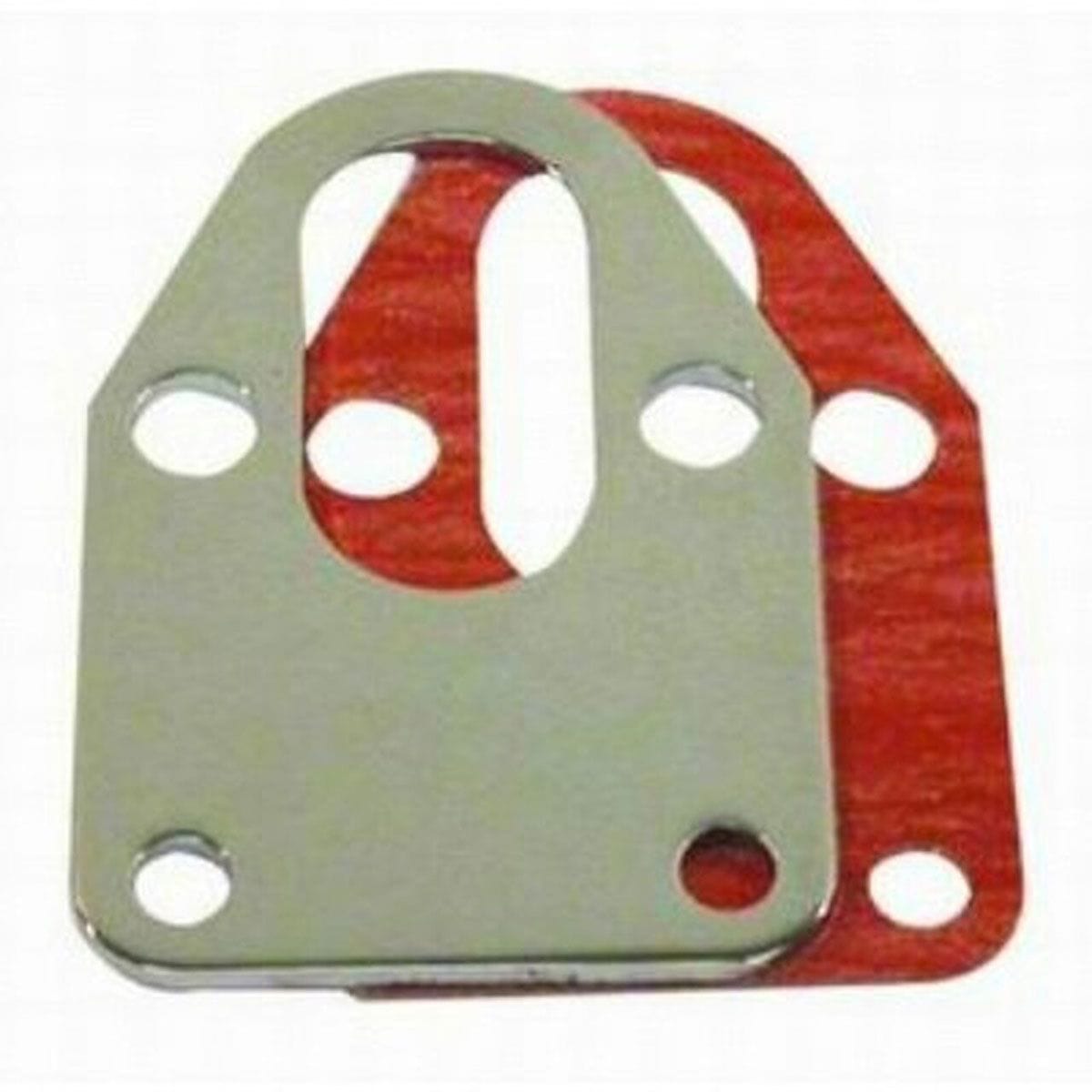 RPC Suit S/B Chev 283 - Racing Power Company Chrome Steel Fuel Pump Mounting Plate Including Gasket, Plain Finish RPCR2310 SR