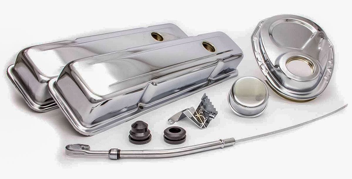 RPC Suit S/B Chev Racing Power Company Engine Dress Up Kit (Chrome) with Short Valve Covers RPCR3023 SR