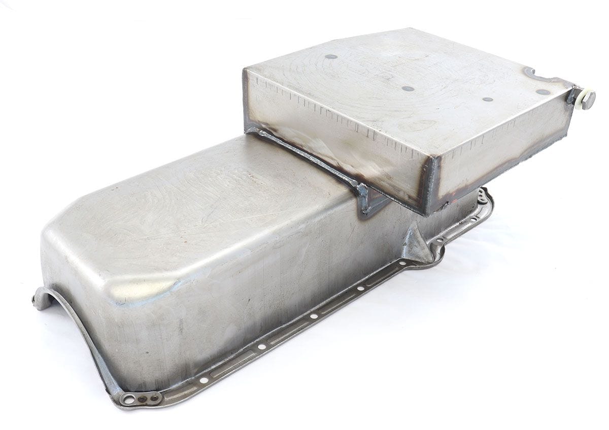 RPC Suit SB Chev RH Dipstick, 7-1/4" Deep, 6 Trap Doors, 2 Runners, 5.6Lt Racing Power Company Unplated Steel Circle Track Oil Pan RPCR7105R SR