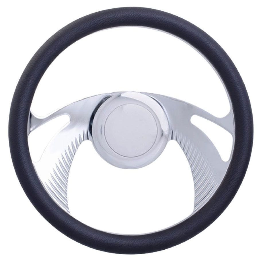 RPC With Leather Grip (Horn Button Not Included) Racing Power Company 14" Boomerang Aluminium Steering Wheel (Chrome) RPCR5614 SR