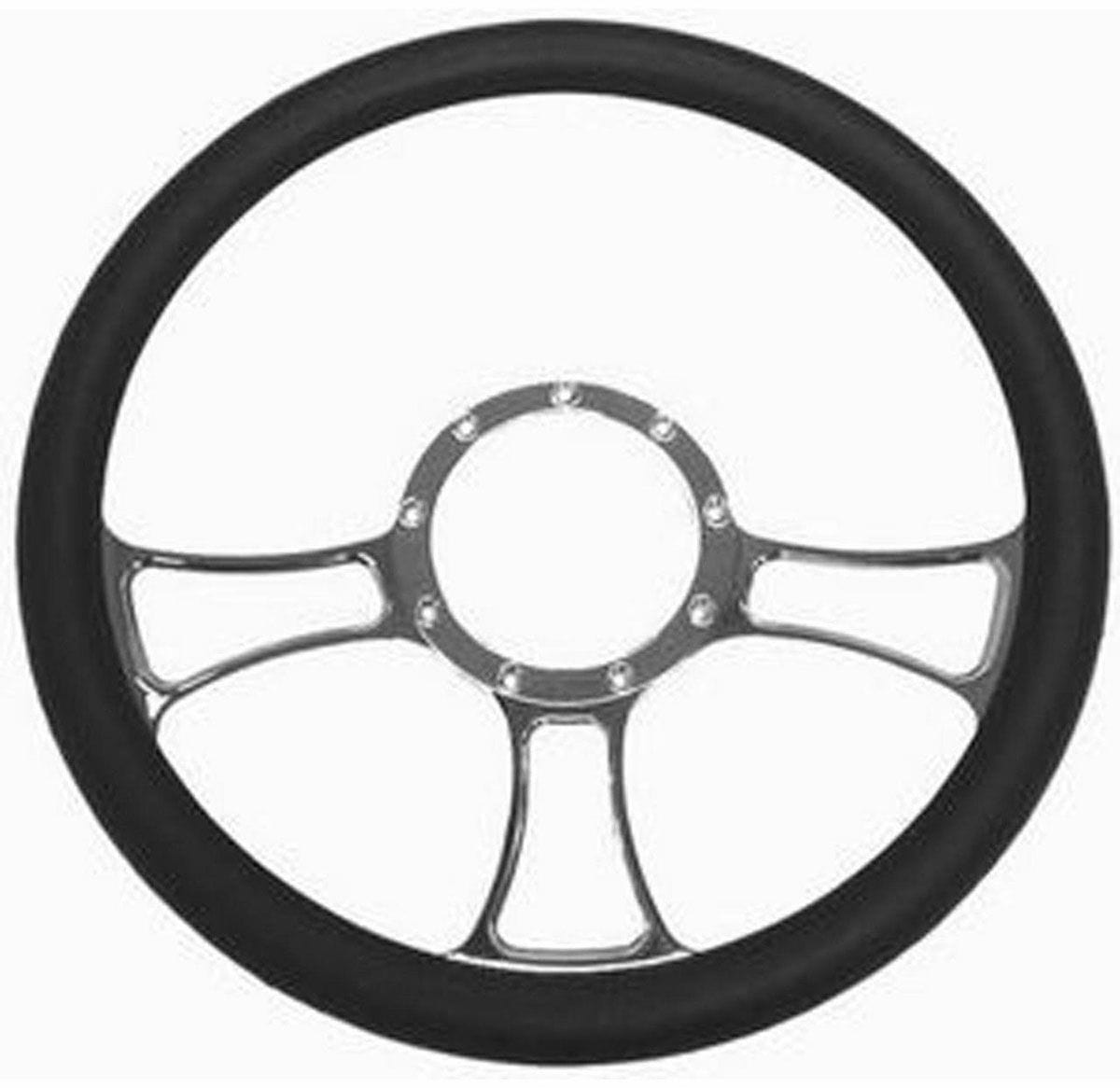RPC With Leather Grip (Horn Button Not Included) Racing Power Company 14" Trinity Aluminium Steering Wheel (Chrome) RPCR5616 SR