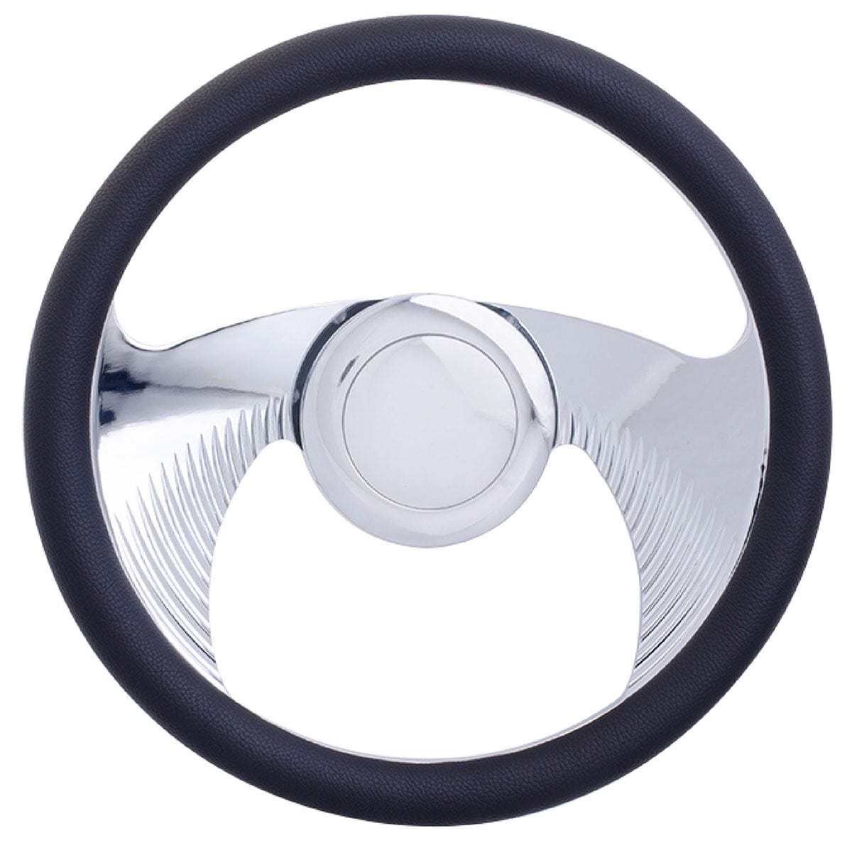 RPC With Leather Grip (Horn Button Not Included) Racing Power Company 14" Wings Style Aluminium Steering Wheel (Chrome) RPCR5605 SR