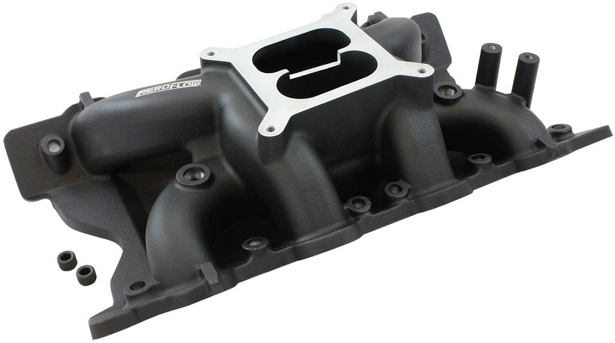 Aeroflow Performance Ford 351 Cleveland Air Gap Dual Plane Intake Manifold, Black Finish Ford 351 Cleveland Air Gap Dual Plane Intake Manifold, Black Finish SR