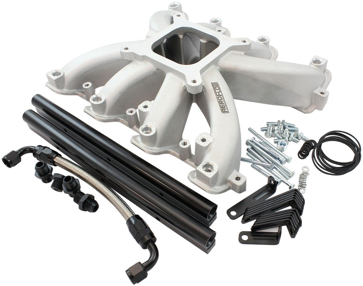 Aeroflow Performance GM LS Rectangle Port Carburettor Street Single Plane EFI Intake Manifold, Natural Cast Finish GM LS Rectangle Port Carburettor Street Single Plane EFI Intake Manifo SR
