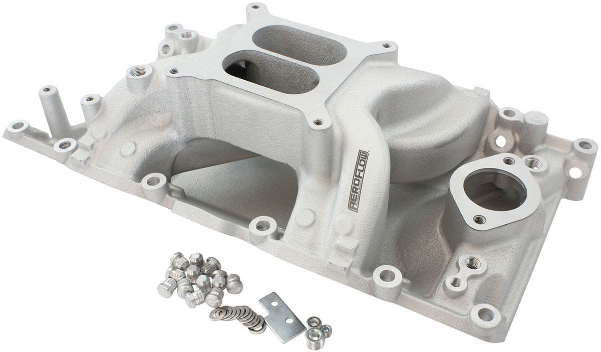 Aeroflow Performance Small Block Chrysler Air Gap Dual Plane Intake Manifold, Natural Cast Finish Small Block Chrysler Air Gap Dual Plane Intake Manifold, Natural Cast SR