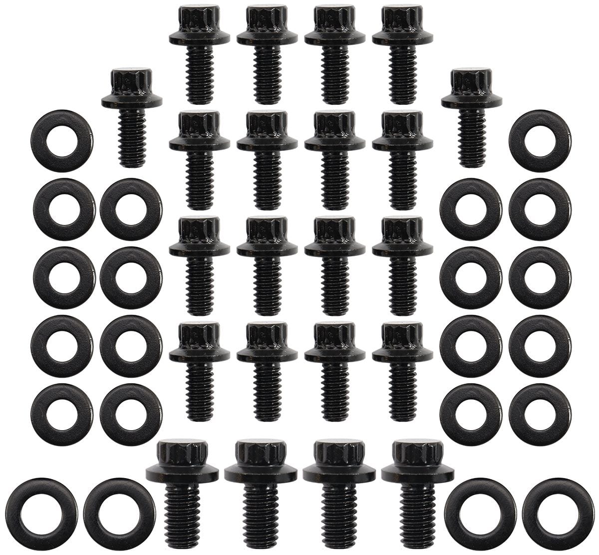 Stealth Ride Small Block Ford Windsor & Ford Cleveland Oil Pan Bolt Kit - Black Finish Small Block Ford Windsor & Ford Cleveland Oil Pan Bolt Kit - Black Fin SR