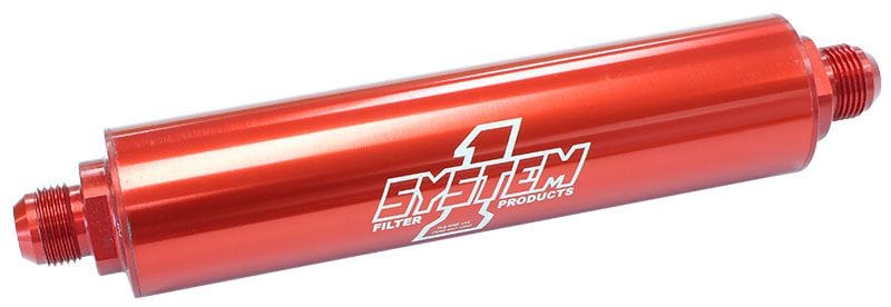 SYSTEMONE System 1 Extra Long Billet In-Line Fuel Filter Red Anodized SY203-229412 SR