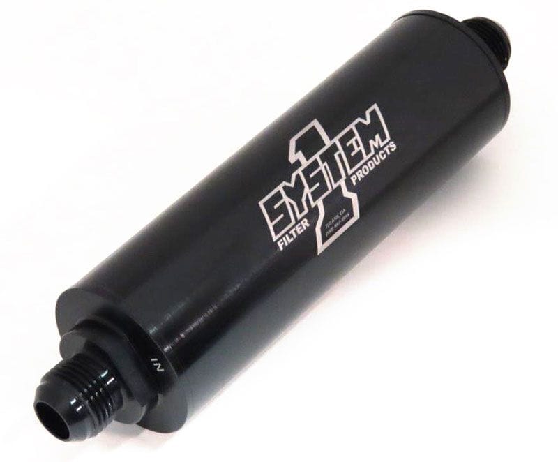 SYSTEMONE System 1 Long Inline Billet Fuel Filter -10 End, 9" Long, 2", Black Dia., SY202-202410-B SR