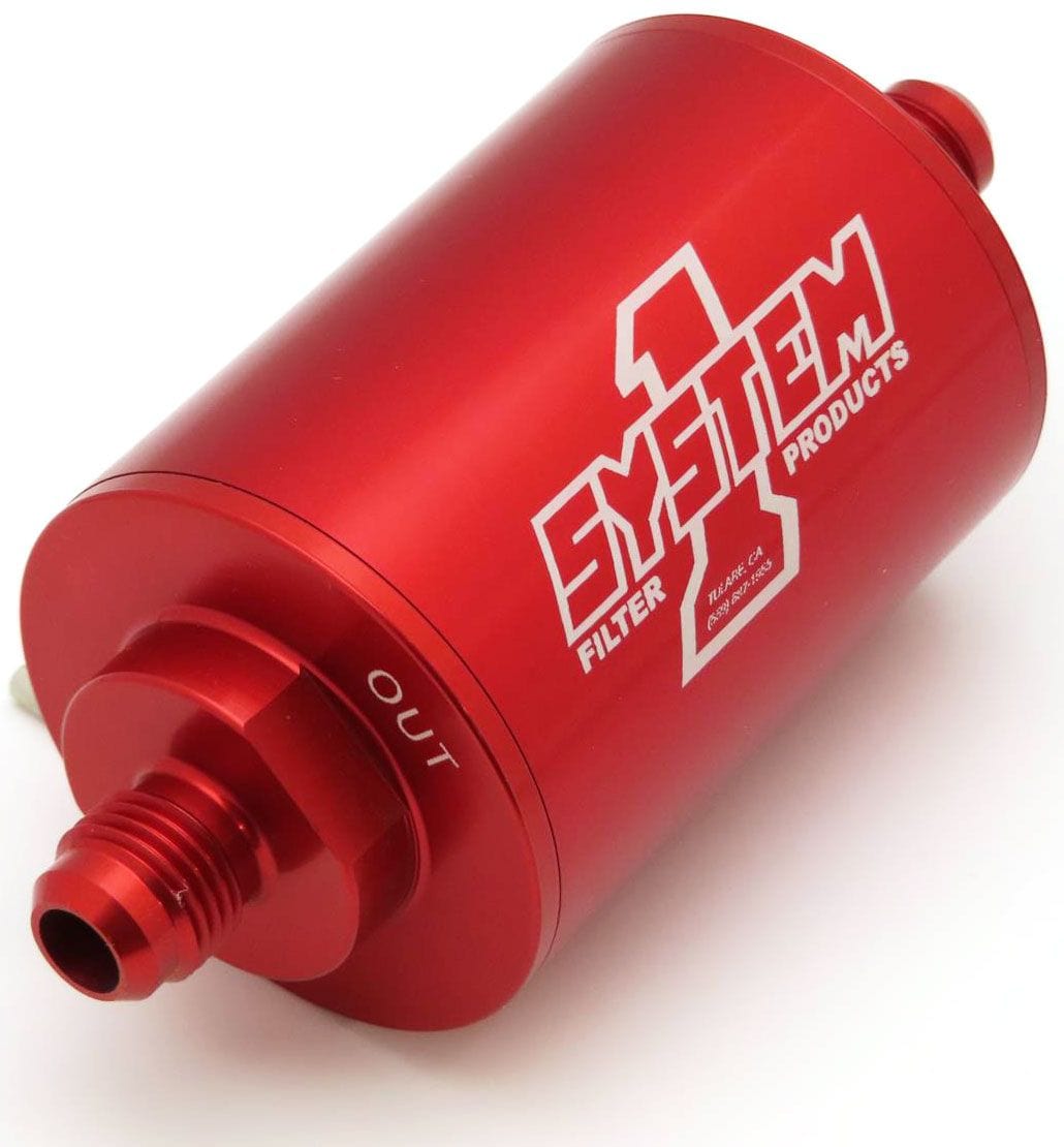 SYSTEMONE System 1 Pro Street Billet In-Line Fuel Filter Red Anodized SY200-201405 SR
