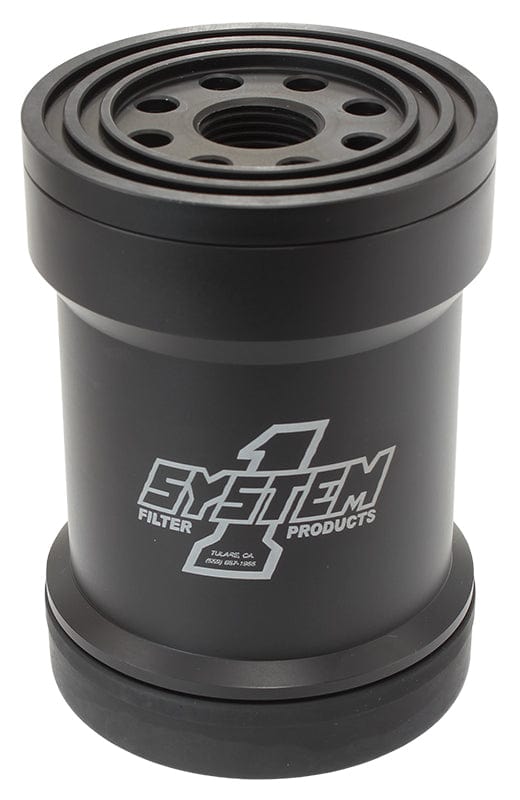 SYSTEMONE System 1 Spin On Oil Filter 5-3/4" Long Black Anodized with Universal Threads SY209-561B SR