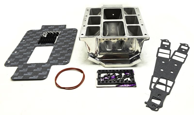 TBS Suit SB Chev With Large Port The Blower Shop Competition Blower Manifold Satin B2536 SR